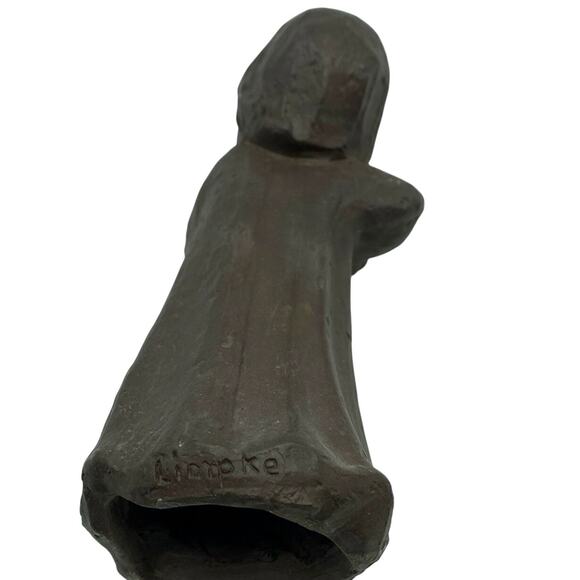 Rare Clay Sculpture by Julia E. Limpke Child with flute Free molded signed - Picture 3 of 8